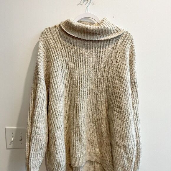 Old Navy Women Beige Sweater 2X Tunic Knit Turtleneck Classic Neutral Thick - Picture 10 of 11